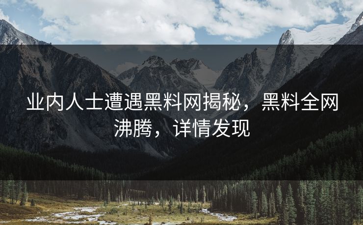 业内人士遭遇黑料网揭秘，黑料全网沸腾，详情发现