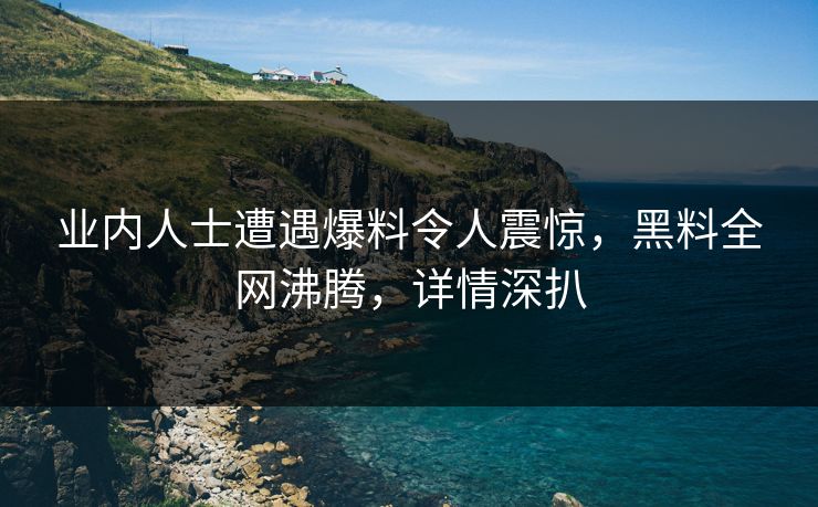 业内人士遭遇爆料令人震惊，黑料全网沸腾，详情深扒  第1张