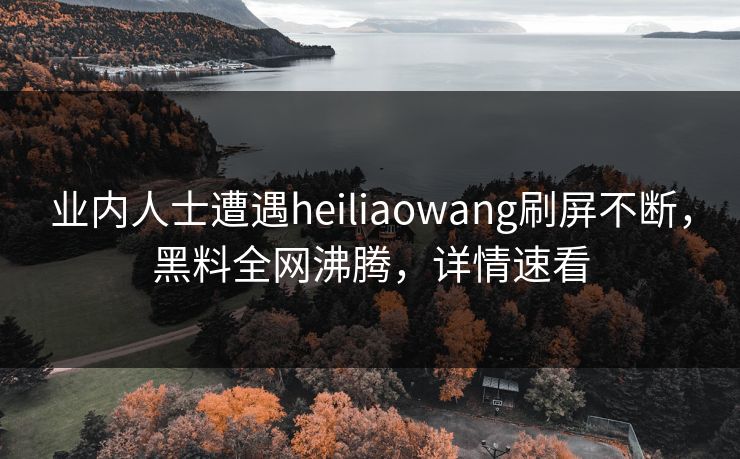 业内人士遭遇heiliaowang刷屏不断，黑料全网沸腾，详情速看  第1张