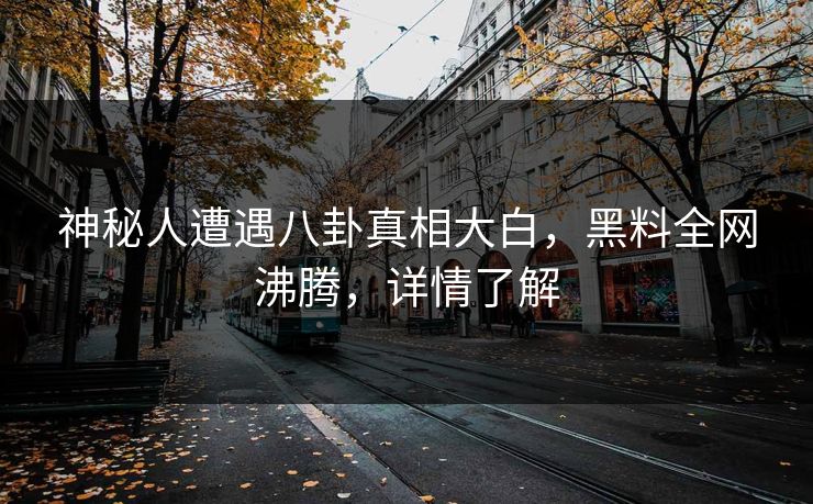 神秘人遭遇八卦真相大白，黑料全网沸腾，详情了解