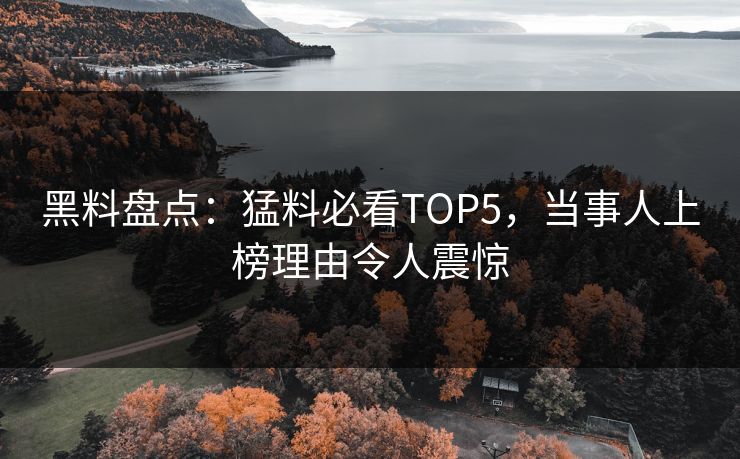 黑料盘点：猛料必看TOP5，当事人上榜理由令人震惊